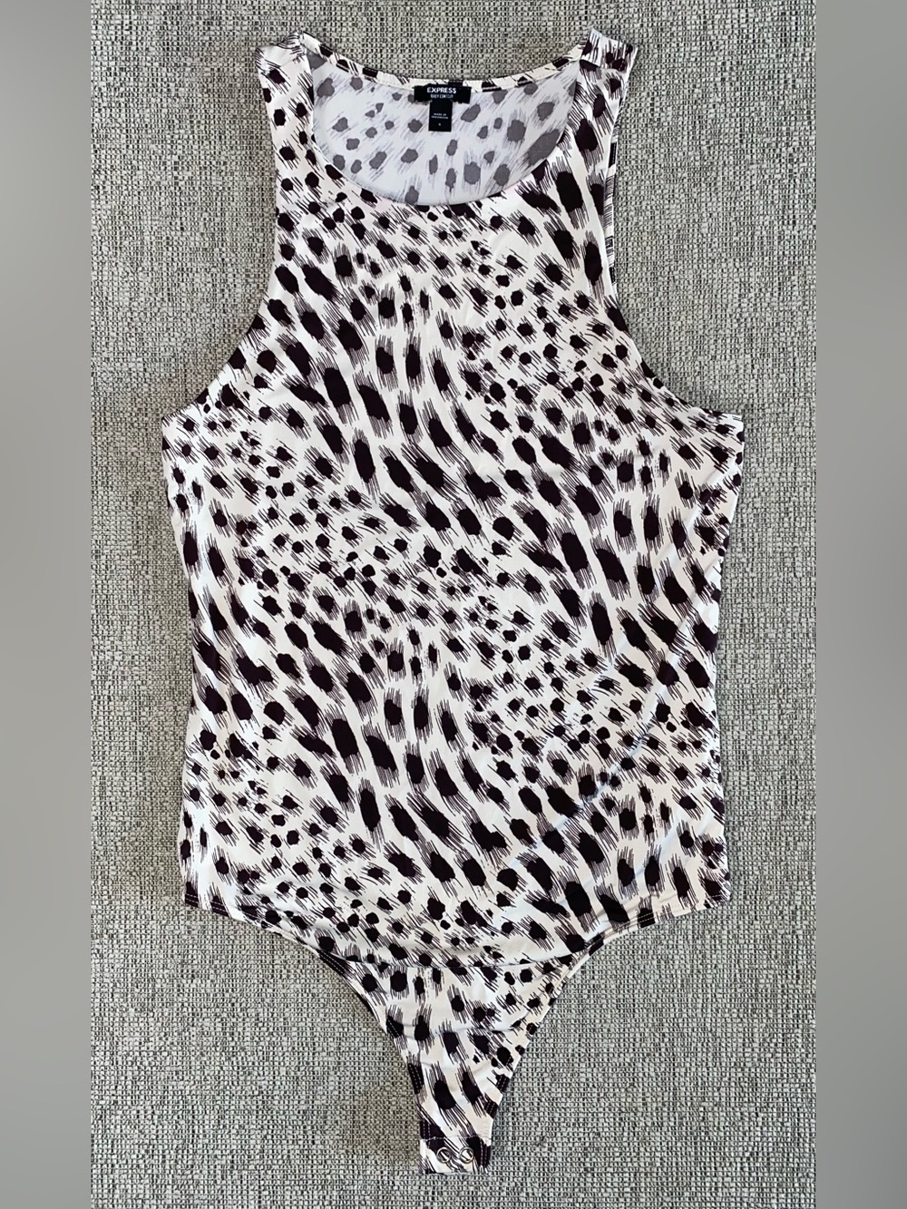 Express Black and White Spotted Sleeveless Bodysuit